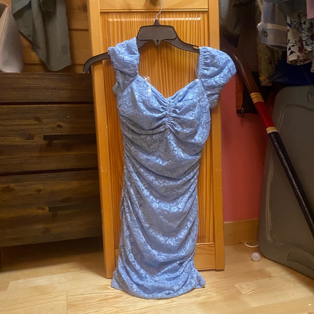 Periwinkle Blue Formal Lacey Dress